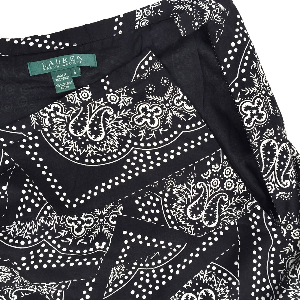 RALPH LAUREN Patchwork Bohemian Black and white Paisley Print Skirt - Picture 3 of 3
